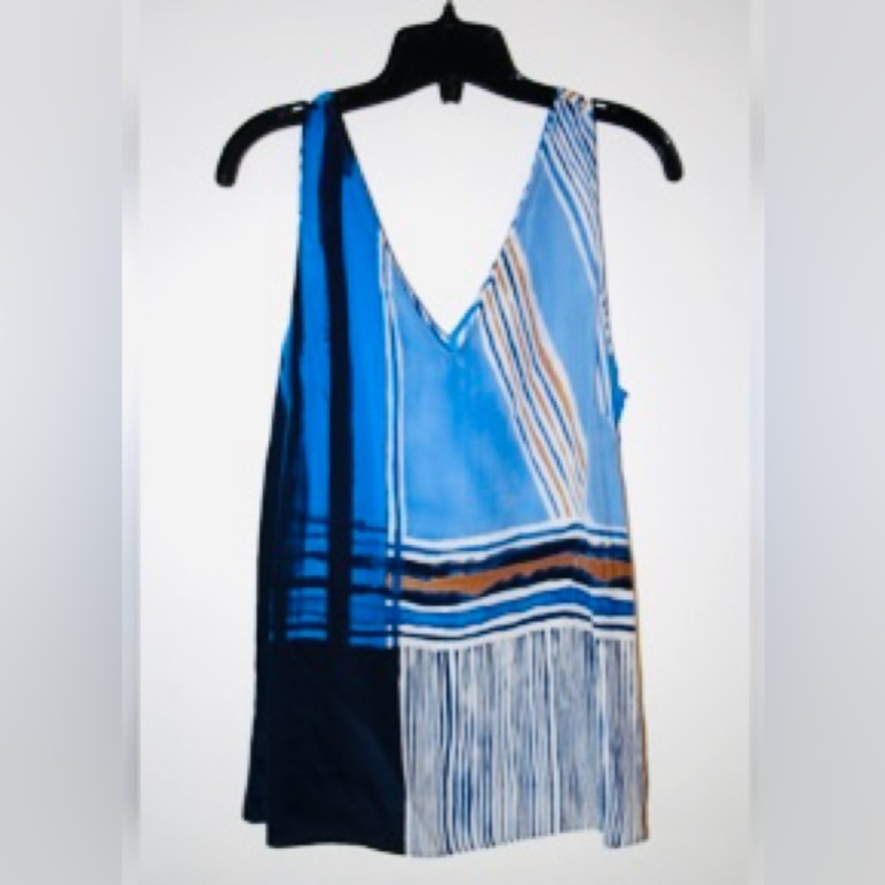 NIC + ZOE VNeck & Back Beautiful Bright Blue Silk Blend Sz Large or L Petite